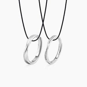 卡蒂罗莫比乌斯环情侣项链戒指一对999银小众生日礼物送女友男友
