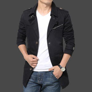 春装夹克外套男春秋上衣韩版潮流成熟稳重休闲帅气男装中长款风衣