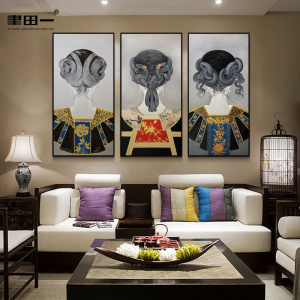 新中式古典女人发髻头饰装饰画民族风服饰挂画展厅样板间韵味壁画