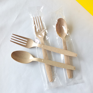 一次性勺子独立包装小麦秸秆叉塑料蛋糕甜品叉勺麦纤维长柄刀叉勺