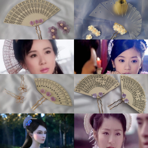 仿林诗音古风扇子发饰少年包青天陆湘湘扇子发簪寒千落汉服扇形