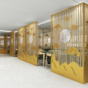 新中式铁艺屏风隔断餐厅卡座火锅店包间格栅围栏简约现代饭店玄关