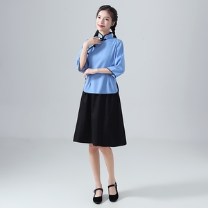 服套装服民国合唱棉麻学生装女民五四青年装毕业班女装国风中山