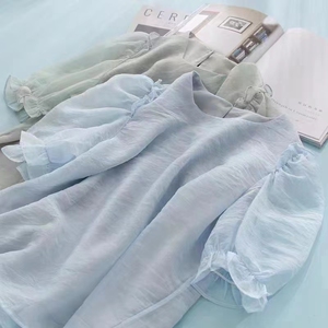 直播热销暮云纱纯色面料连衣裙上衣女装春秋微透雪纺服装布料现货