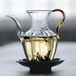 仿宋莲花玻璃茶壶耐高温单壶中式带过滤绿茶专用泡茶壶手执壶宋壶
