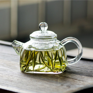 创意纯手工玻璃茶壶四方壶加厚小容量耐高温绿茶茶具一人泡茶壶单