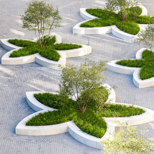 户外玻璃钢树池坐凳学校公园休息花坛座椅公园小区景观异型休闲椅