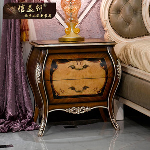 褐色法式床头柜实木床头柜 定制床头柜 储物柜信益轩家具旗舰店