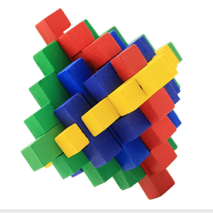 怀旧木头玩具创意礼物 木质木制孔明鲁班锁教具彩色菠萝锁 lazada