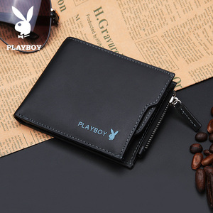 playboy/花花公子男士短款钱包 横款男士票夹 休闲头层牛皮钱包