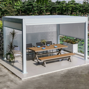 户外凉亭铝合金亭子花园露台庭院子别墅电动阳光房带灯百叶遮阳棚