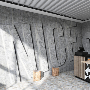 水泥纹灰色墙纸复古工业风3d硅藻泥高级服装店壁纸直播间背景墙图