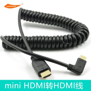 迷你HDMI线 大小头弹簧伸缩线佳能5D4尼康D850相机高清连接线短mini HDMI单反相机监视器摇臂机采集卡高清OUT