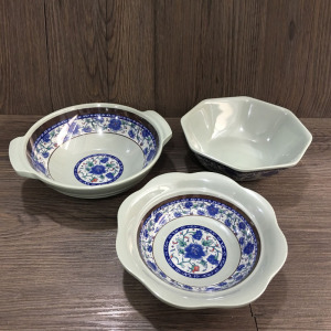 台顺密胺仿瓷青花碗顺旺基汤碗蒸蛋碗肉末蒸蛋碗双耳粥碗酸菜鱼碗