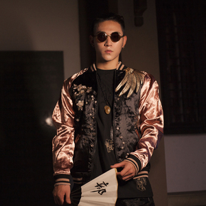 日本高端横须贺男女情侣款双面刺绣夹克 旅狸和柄浮世绘朱雀外套