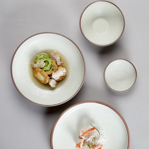 日式餐具粗陶装菜盘子西餐牛排盘深盘碟子创意陶瓷餐盘沙拉盘家用