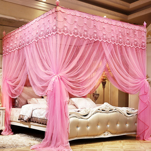 蚊帐三开门公主风方顶落地宫廷支架加密加厚1.5米1.8m床双人家用