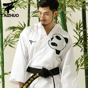 跆卓 功夫熊猫跆拳道服 成人跆拳道服装 男女长袖跆拳道训练服