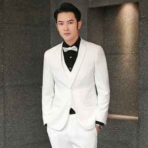 纯白西服套装男