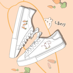 小白鞋女平底卡通