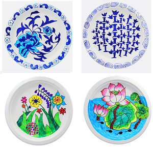 diy儿童美术涂鸦绘画纸盘手工制作材料幼儿园美劳创意纸浆圆盘