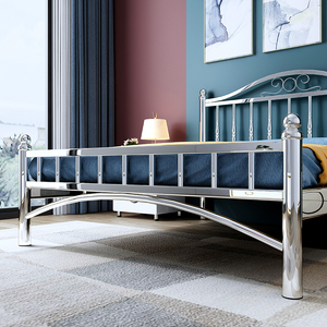 不锈钢床1.5米1.8双人床加厚现代简约床家用出租房宿舍不锈钢床架