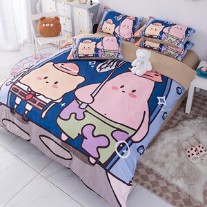 新品卡通q版海绵儿童床上用品四件套1.8派大星学生宿舍三件套