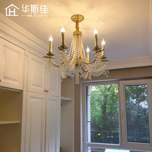美式客厅吊灯轻奢水晶卧室餐厅法式创意大气金色欧式别墅蜡烛灯具