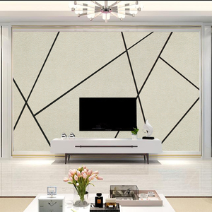 北欧电视背景墙壁纸客厅现代简约3d立体几何线条图形影视墙布壁画