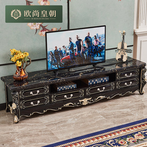 欧式实木电视柜大理石电视柜茶几组合户型客厅电视机柜黑檀色家具