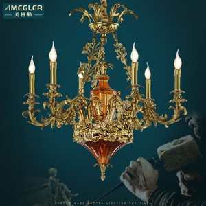 美格勒法式奢华全铜灯欧式宫廷复古别墅客厅卧室餐厅个性蜡烛灯具