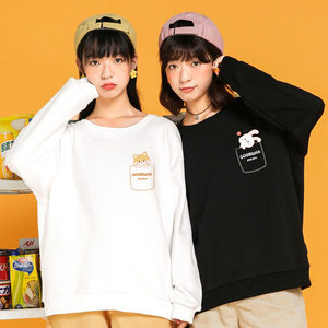 闺蜜装三人2021新款春秋薄款版宽松卡通圆领不一样的姐妹装卫衣女