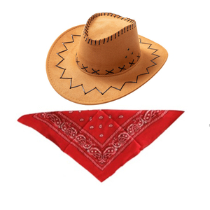 万圣节男女生西部牛仔成人儿童亲子表演年会派对cos帽子围巾套装