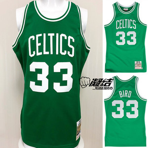 mitchell&ness拉里伯德85-86凯尔特人绿客mn多层刺绣球员版au球衣