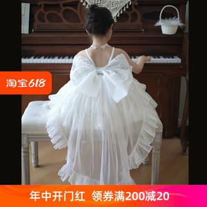 白色花童婚礼小女孩礼服主持人钢琴演奏儿童蓬蓬公主裙连衣裙夏季
