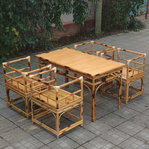 竹子茶桌方桌长桌子竹茶几桌椅组合新中式传统复古怀旧竹制品家具