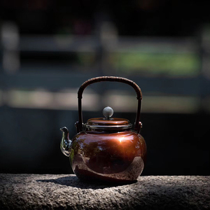 手望国大师壶纯银9999泡茶壶纯银纯手工银壶铜包银提梁小壶