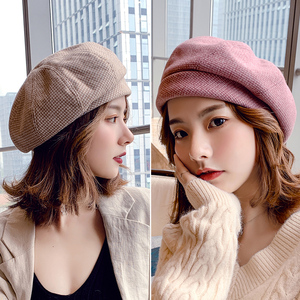 帽子女韩版潮百搭女士秋冬八角贝雷帽加厚洋气女帽2020年新款网红