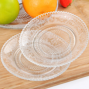 创意透明玻璃水果盘糖果碟子酒吧ktv小吃碟水果沙拉拼盘商用骨碟
