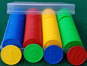 塑料双面数筹码套装盒装麻将游戏币儿童学生乐学币培训教学奖励币