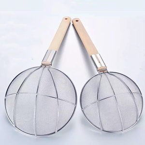 面馆商用不锈钢大漏勺厨房捞面勺油炸捞漏麻辣烫捞勺木柄笊篱滤网