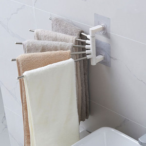 创意免打孔旋转毛巾架浴室卫生间架子壁挂毛巾杆洗手间抹布置物架