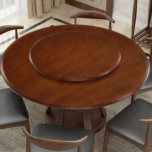 大圆桌面加转盘家用旋转实木板饭桌15人现代简约餐桌10人圆桌台面