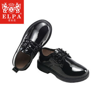 ELPA男童鞋皮鞋西装新款童鞋亮面漆皮系带儿童礼服皮鞋演出鞋子