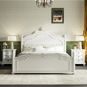 美式复古实木床现代简约主卧乡村田园白色法式轻奢公主双人欧式床