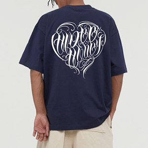 2022年夏季涂鸦花体字纹身联名男装奇卡诺刺青宽松纯棉短袖男t恤