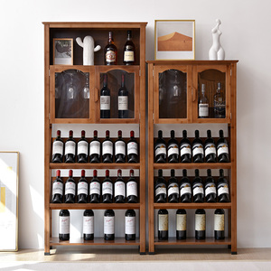酒柜家用简约现代靠墙落地小型酒架客厅一体储物红酒展示架置物架
