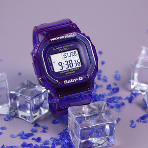 casio卡西欧手表女baby-g方块紫色半透明运动电子表bgd-560s-6/8