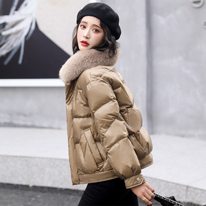 欧洲站女装羽绒服短款冬装2021年新款时尚小个子大毛领加厚外套潮