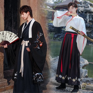 中国风原创胖子大码汉服男装黑色显瘦古装武侠复古学生日常表演装